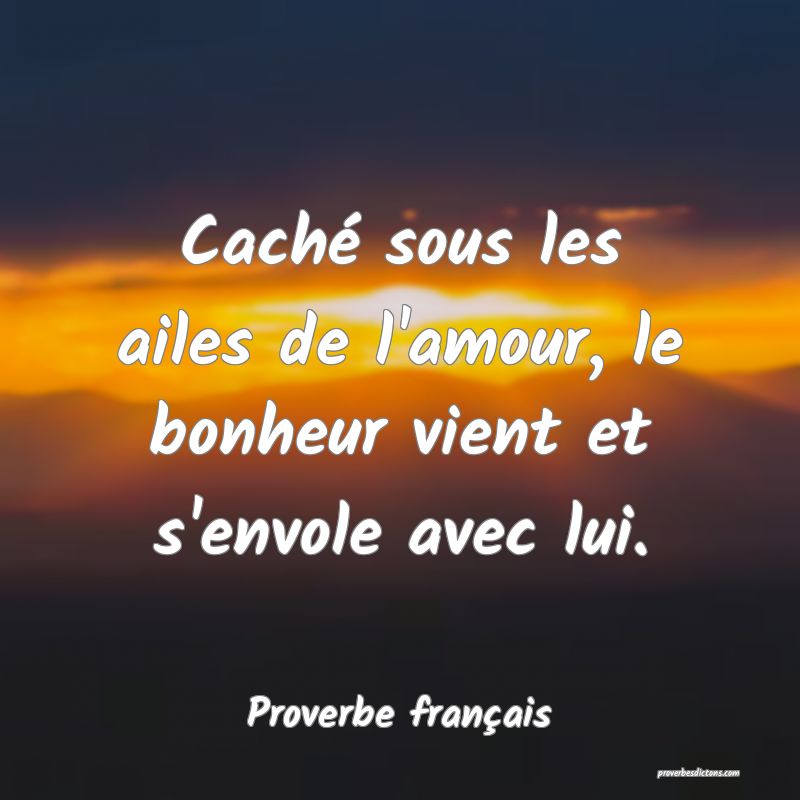 Caché sous les ailes de l'amour, le bonheur vient et s'envole avec lui.