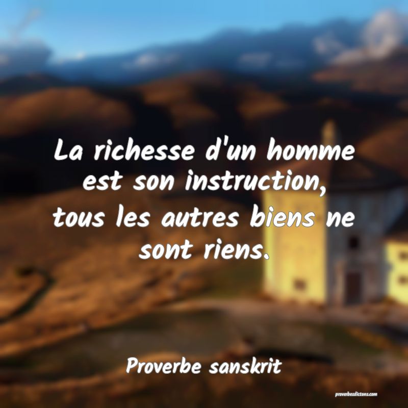 La richesse d'un homme est son instruction, tous les autres biens ne sont riens.