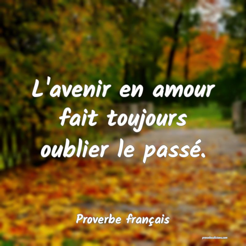 L'avenir en amour fait toujours oublier le passé.