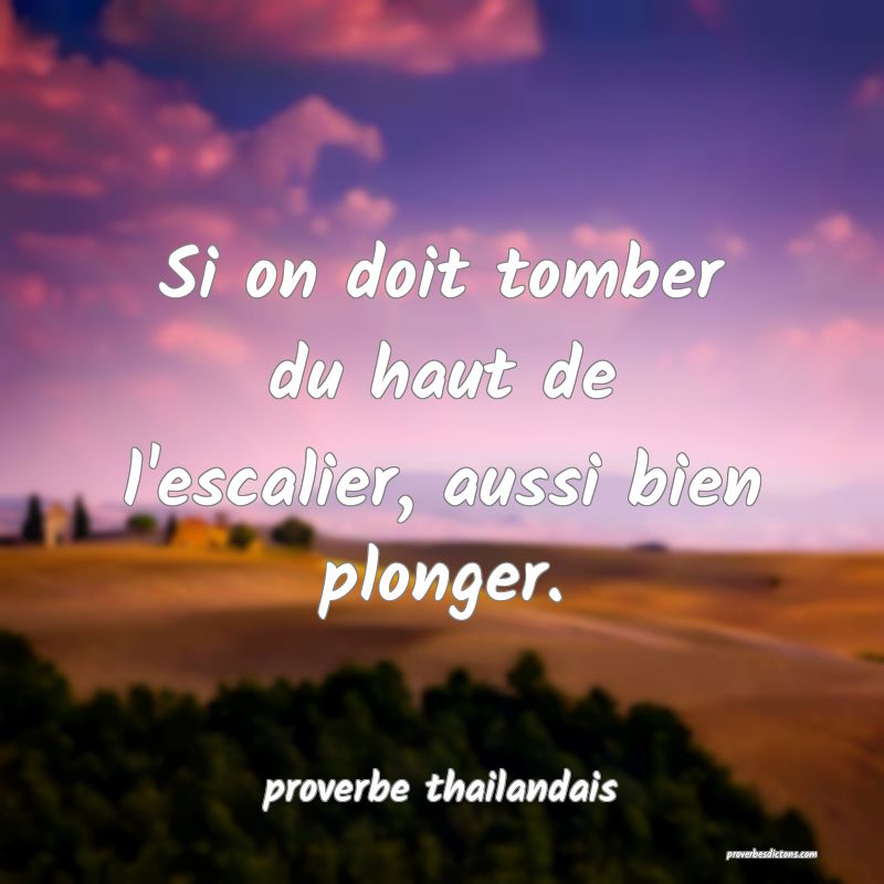 Si on doit tomber du haut de l'escalier, aussi bien plonger.