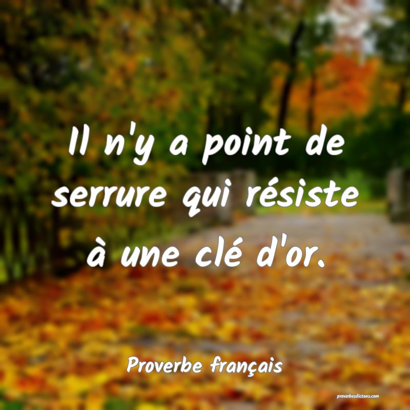 Il n'y a point de serrure qui résiste à une clé d'or.