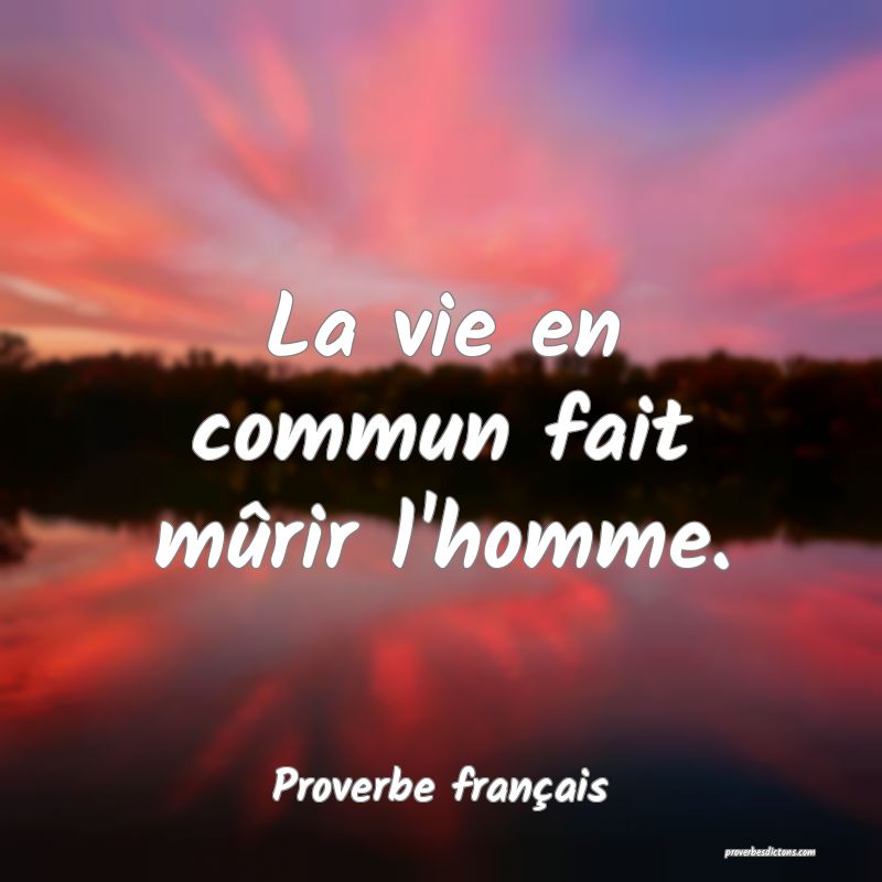 La vie en commun fait mûrir l'homme.
