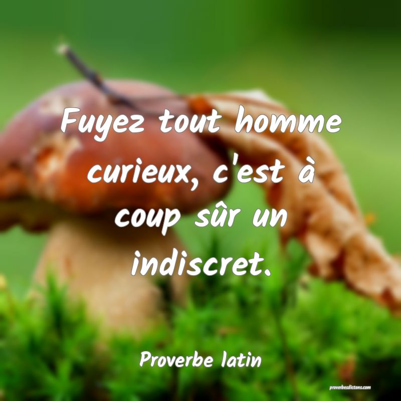Fuyez tout homme curieux, c'est à coup sûr un indiscret.