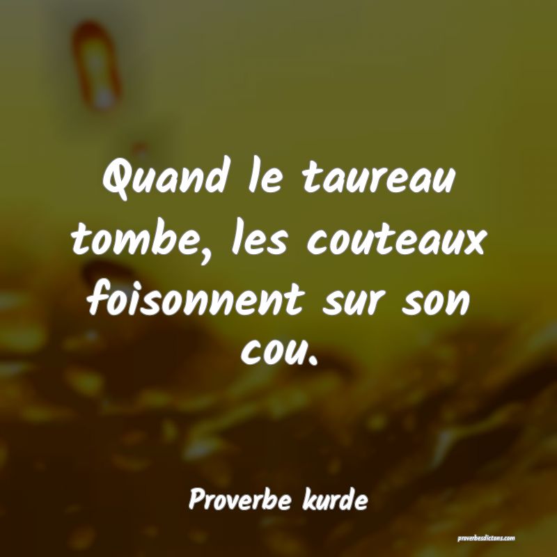 Quand le taureau tombe, les couteaux foisonnent sur son cou.