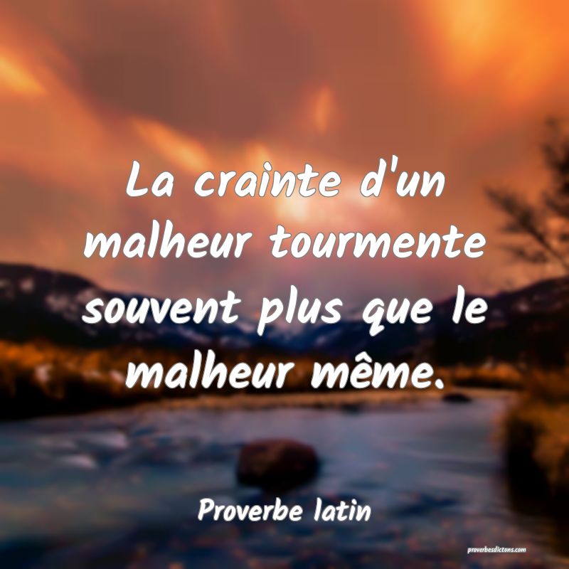 La crainte d'un malheur tourmente souvent plus que le malheur même.