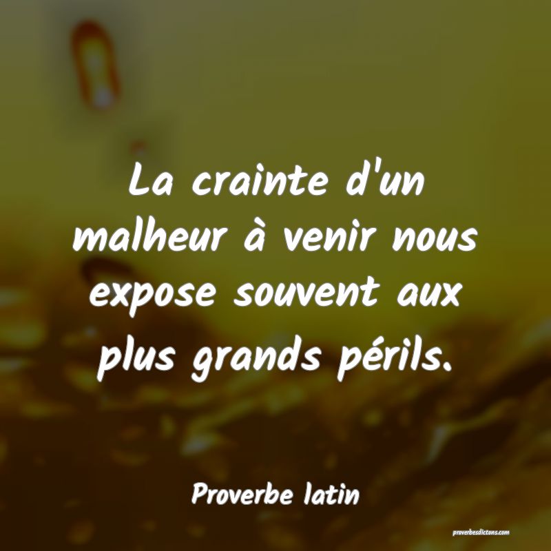 La crainte d'un malheur à venir nous expose souvent aux plus grands périls.