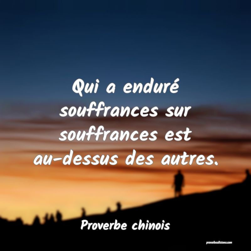Qui a enduré souffrances sur souffrances est au-dessus des autres.