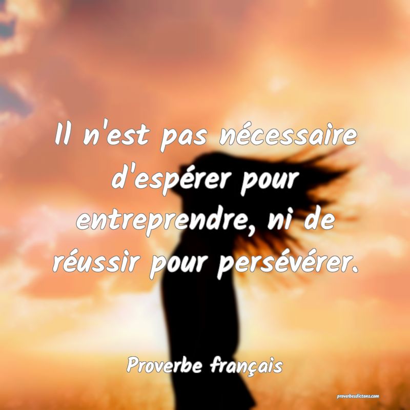 Il n'est pas nécessaire d'espérer pour entreprendre, ni de réussir pour persévérer.