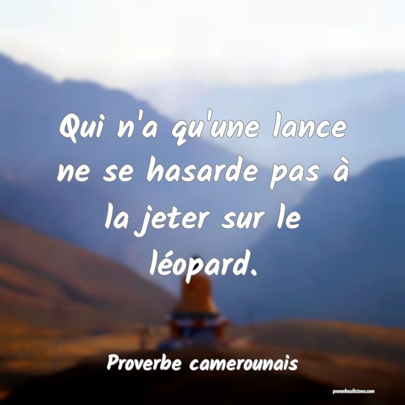 Qui n'a qu'une lance ne se hasarde pas à la jeter sur le léopard.