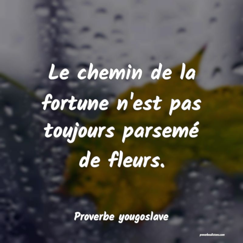 Le chemin de la fortune n'est pas toujours parsemé de fleurs.