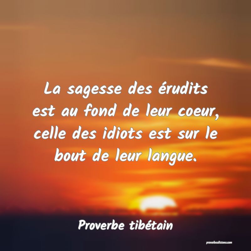 La sagesse des érudits est au fond de leur coeur, celle des idiots est sur le bout de leur langue.