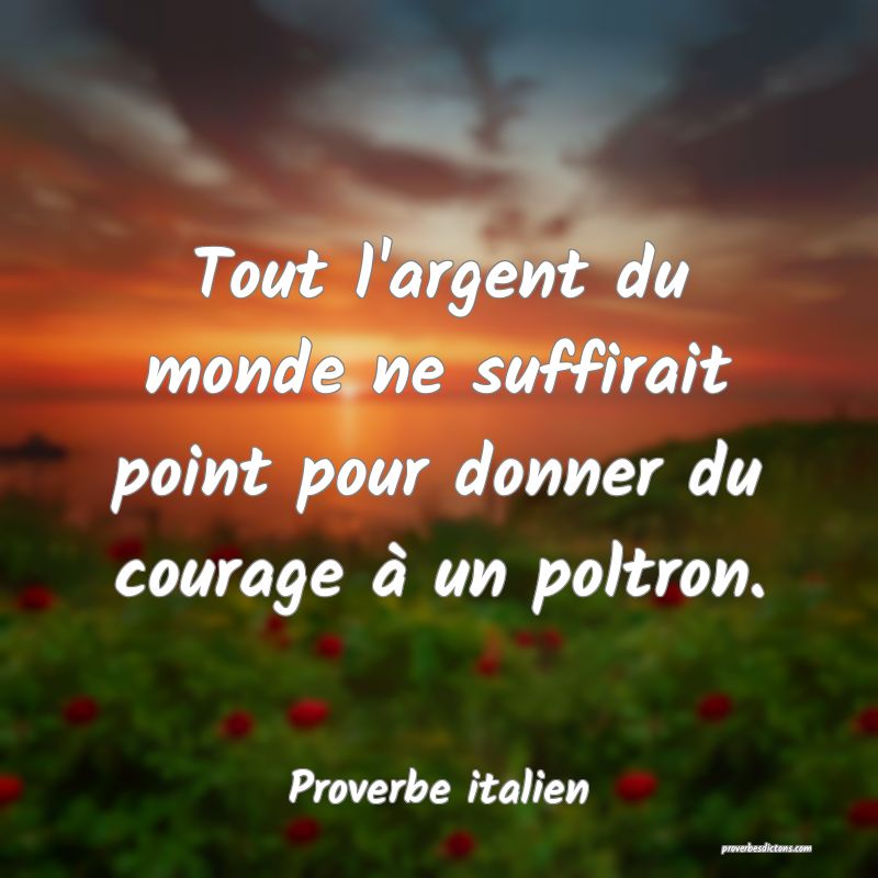 Tout l'argent du monde ne suffirait point pour donner du courage à un poltron.