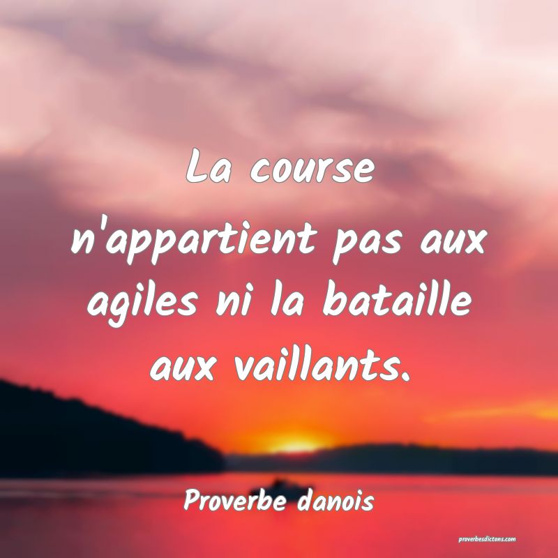 La course n'appartient pas aux agiles ni la bataille aux vaillants.
