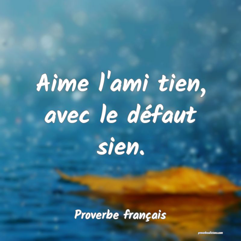 Aime l'ami tien, avec le défaut sien.