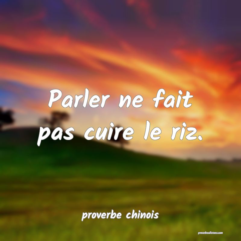  Parler ne fait pas cuire le riz.