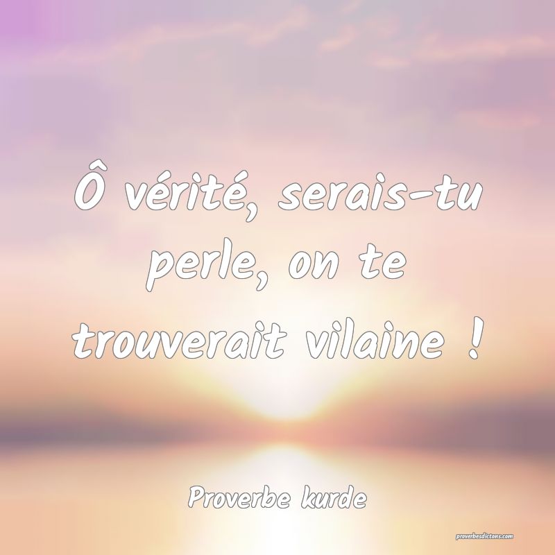 Ô vérité, serais-tu perle, on te trouverait vilaine !