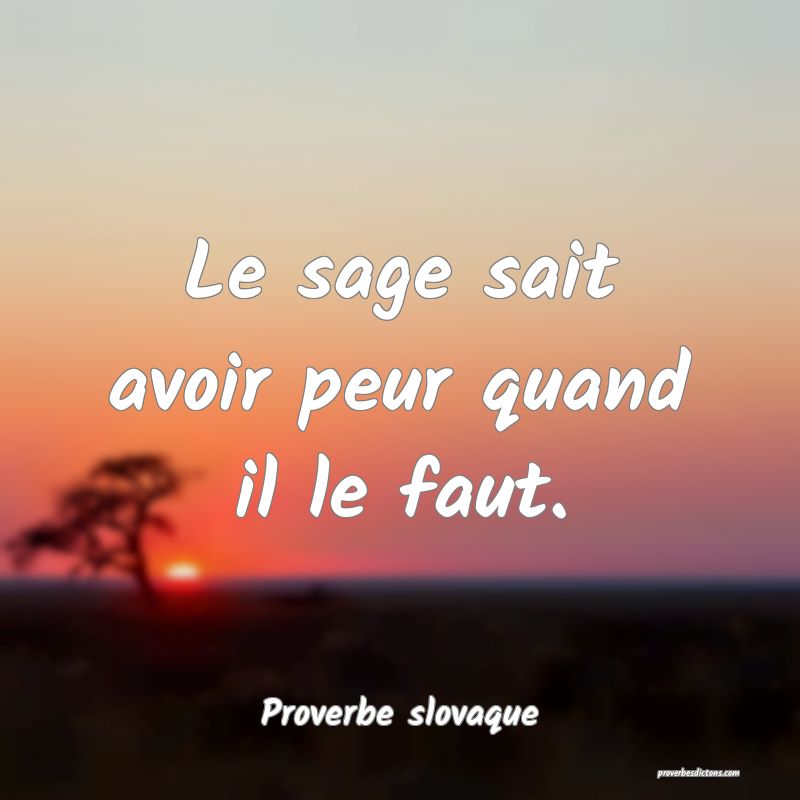 Le sage sait avoir peur quand il le faut.
