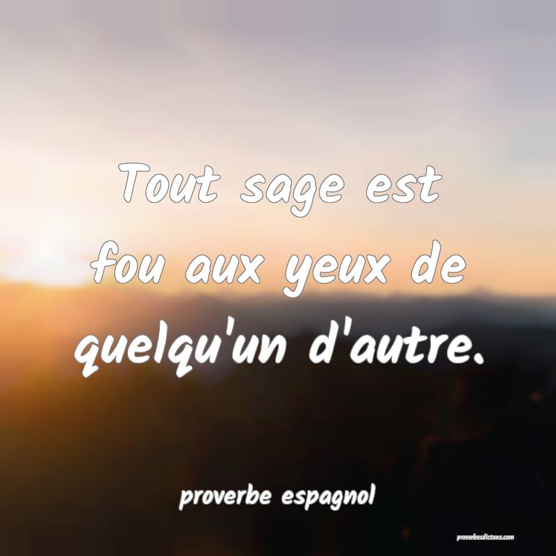  Tout sage est fou aux yeux de quelqu'un d'autre.