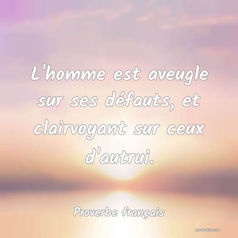L'homme est aveugle sur ses défauts, et clairvoyant sur ceux d'autrui.
