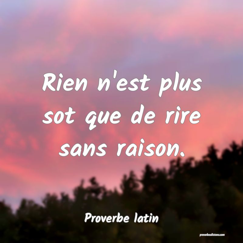 Rien n'est plus sot que de rire sans raison.