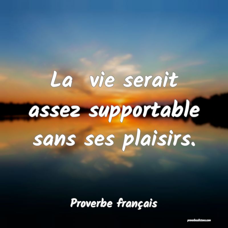 La  vie serait assez supportable sans ses plaisirs.