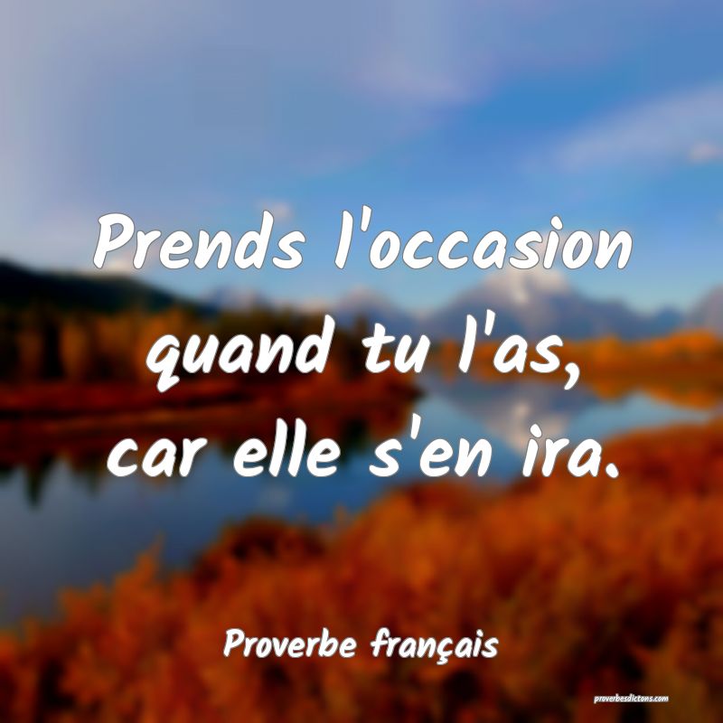 Prends l'occasion quand tu l'as, car elle s'en ira.