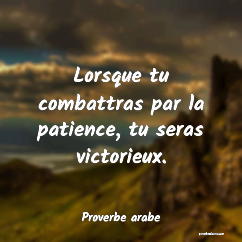 Lorsque tu combattras par la patience, tu seras victorieux.