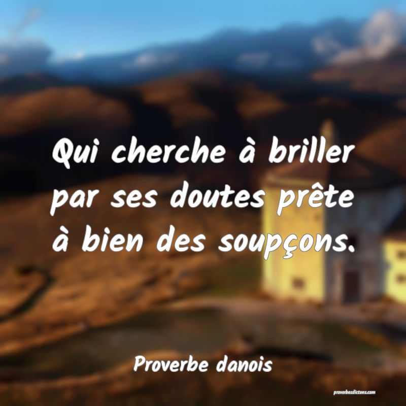 Qui cherche à briller par ses doutes prête à bien des soupçons.