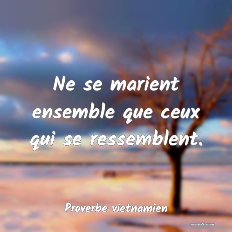 Ne se marient ensemble que ceux qui se ressemblent.