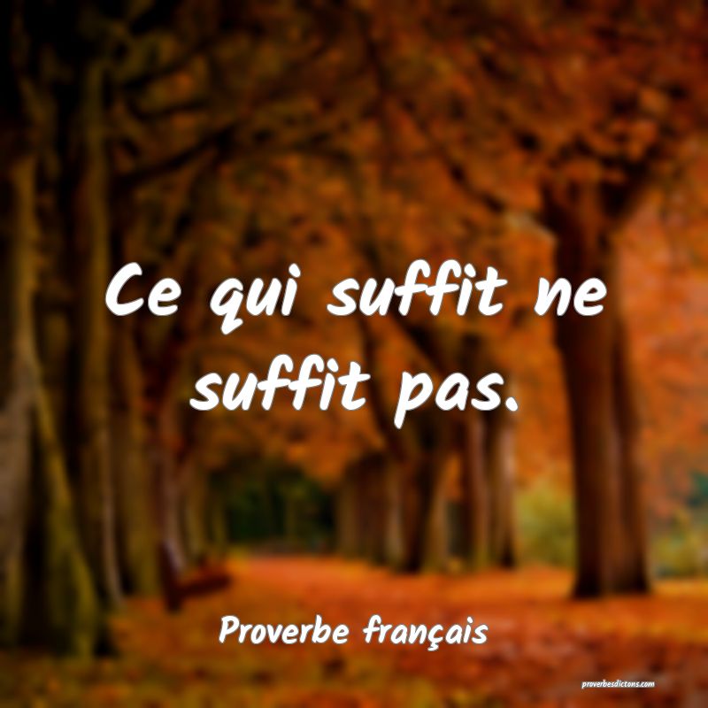 Ce qui suffit ne suffit pas.