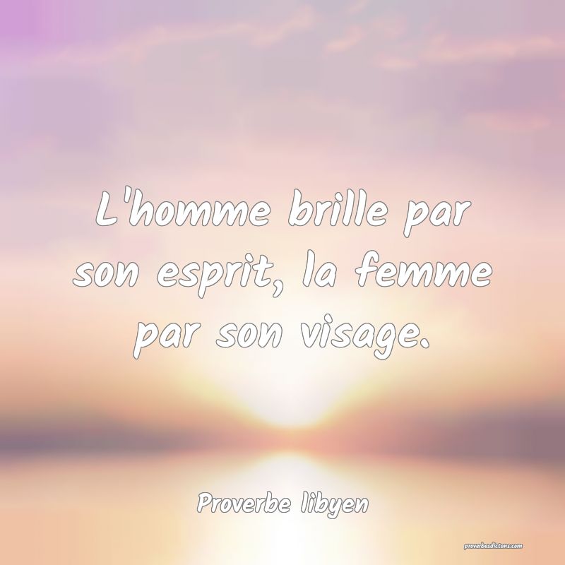 L'homme brille par son esprit, la femme par son visage.