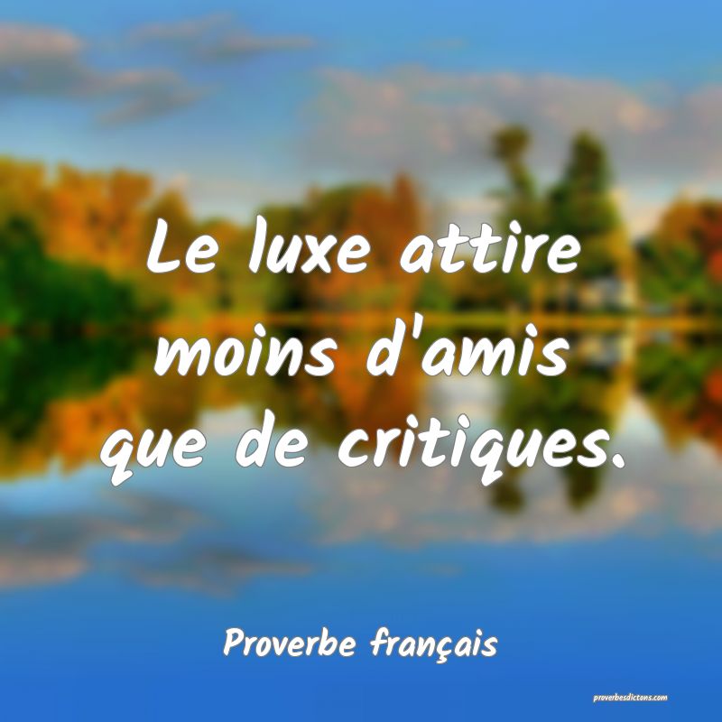 Le luxe attire moins d'amis que de critiques.