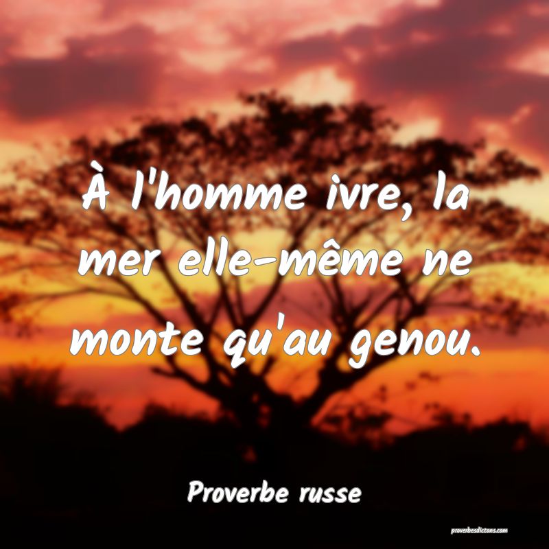 À l'homme ivre, la mer elle-même ne monte qu'au genou.