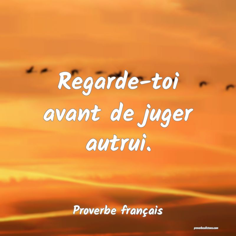 Regarde-toi avant de juger autrui.
