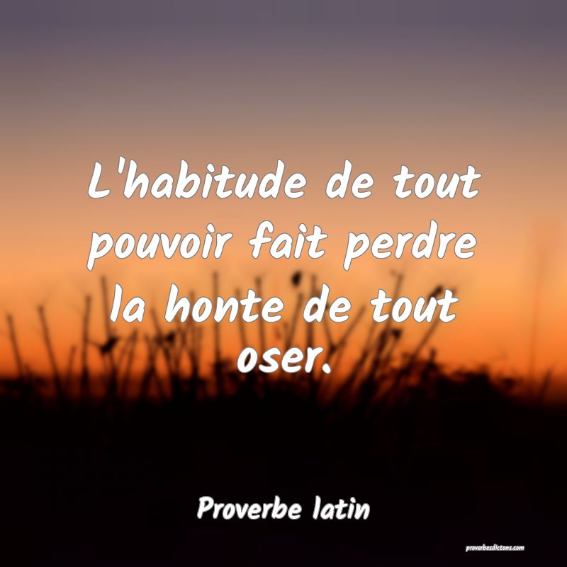 L'habitude de tout pouvoir fait perdre la honte de tout oser.