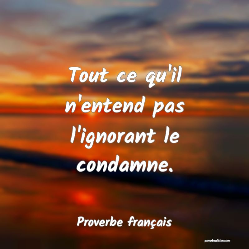 Tout ce qu'il n'entend pas l'ignorant le condamne.
