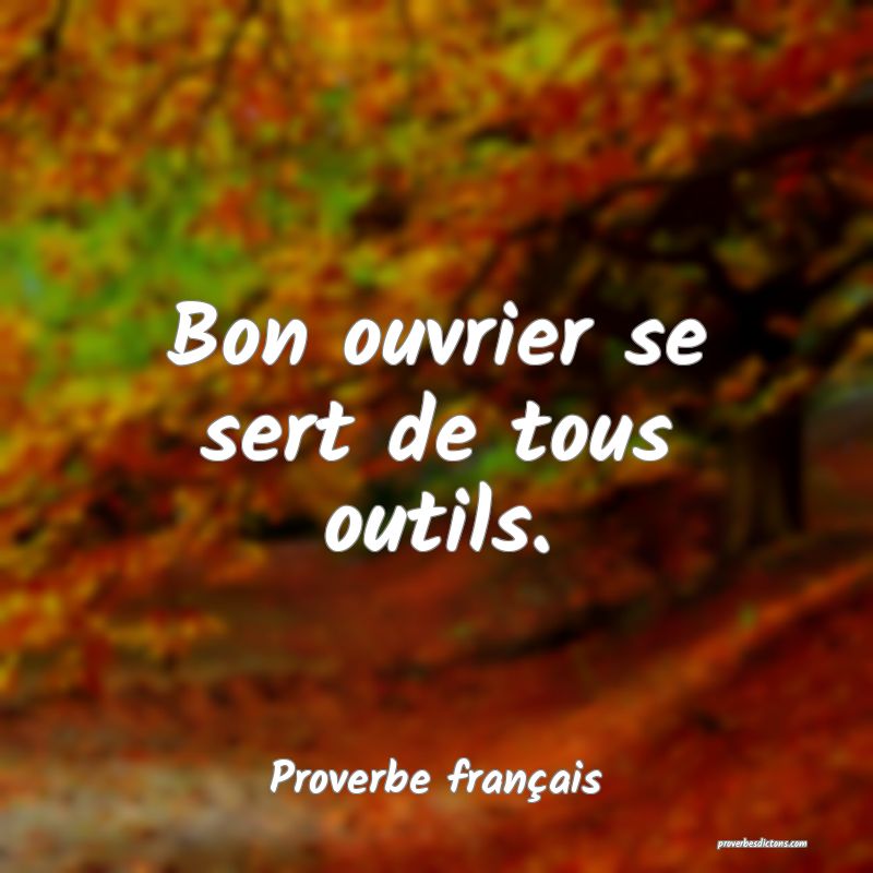 Bon ouvrier se sert de tous outils.