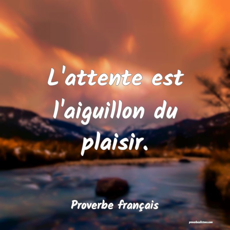 L'attente est l'aiguillon du plaisir.