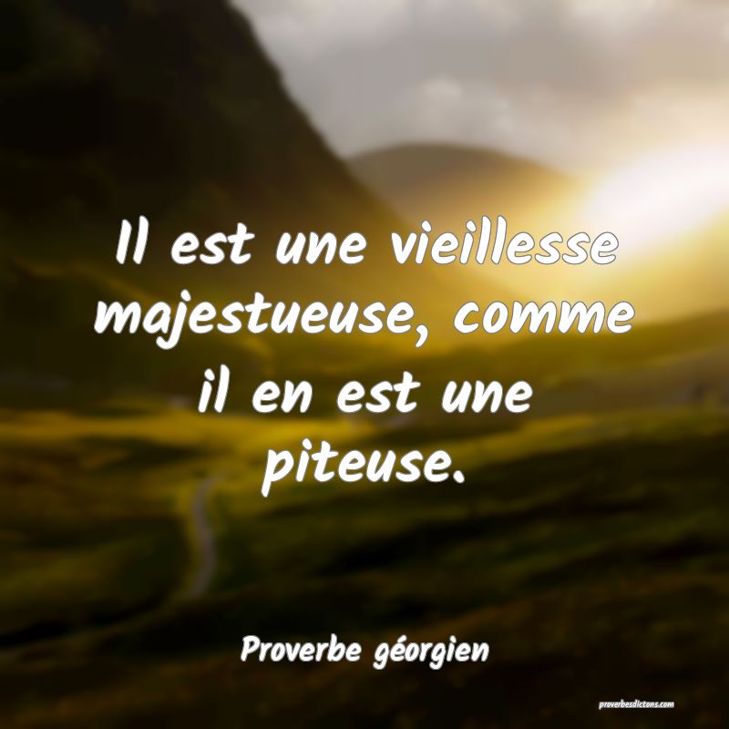 Il est une vieillesse majestueuse, comme il en est une piteuse.