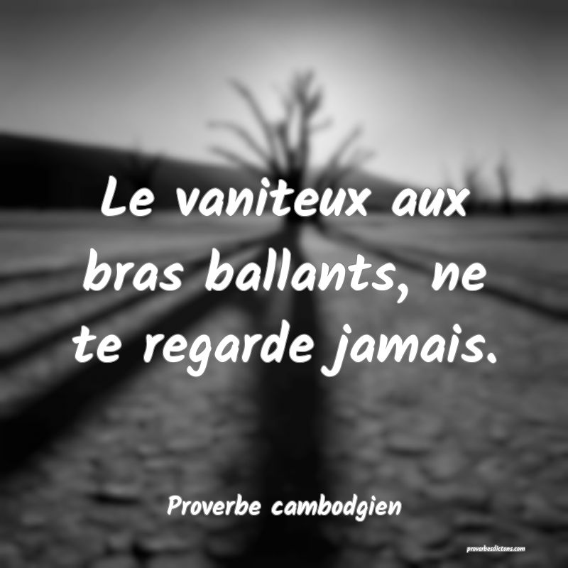 Le vaniteux aux bras ballants, ne te regarde jamais.
