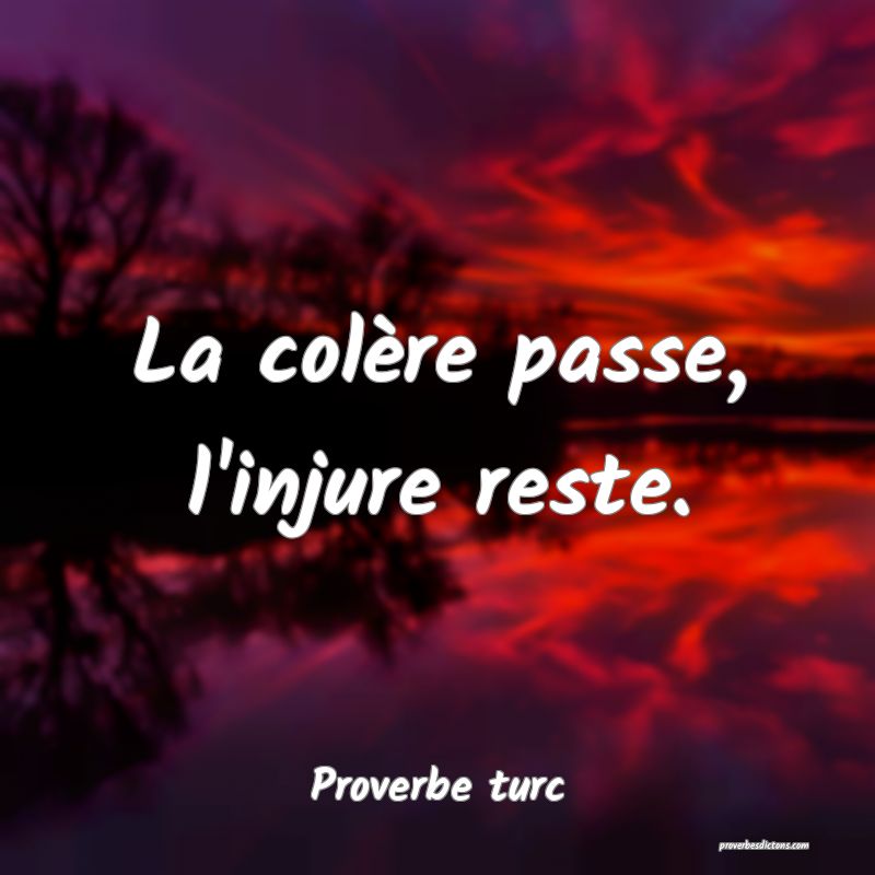 La colère passe, l'injure reste.