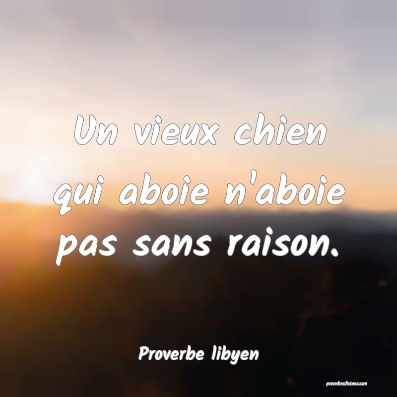 Un vieux chien qui aboie n'aboie pas sans raison.