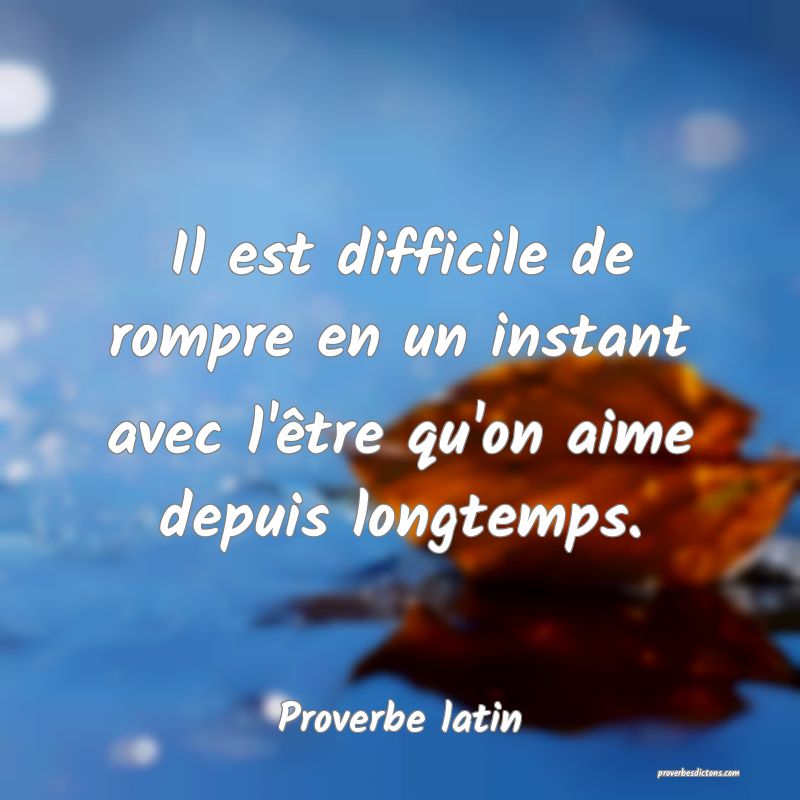 Il est difficile de rompre en un instant avec l'être qu'on aime depuis longtemps.