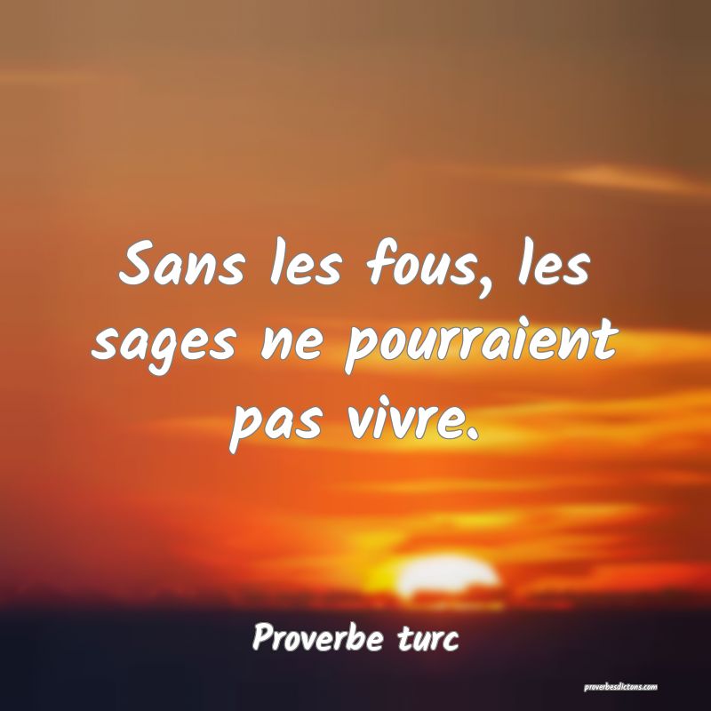 Sans les fous, les sages ne pourraient pas vivre.