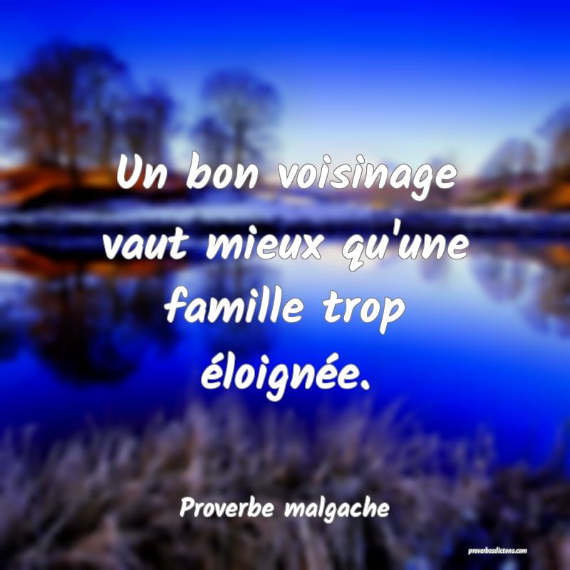 Un bon voisinage vaut mieux qu'une famille trop éloignée.