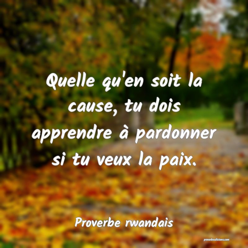 Quelle qu'en soit la cause, tu dois apprendre à pardonner si tu veux la paix.