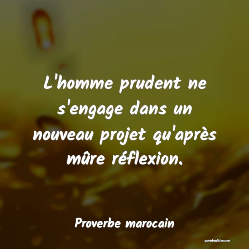 L'homme prudent ne s'engage dans un nouveau projet qu'après mûre réflexion.