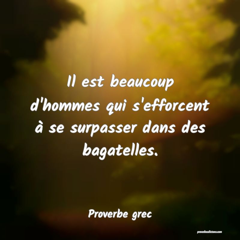 Il est beaucoup d'hommes qui s'efforcent à se surpasser dans des bagatelles.