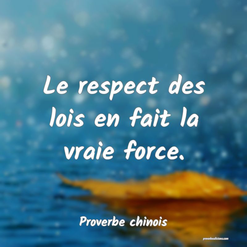 Le respect des lois en fait la vraie force.
