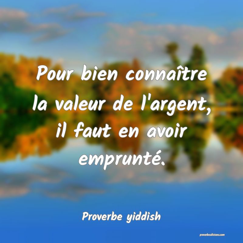 Pour bien connaître la valeur de l'argent, il faut en avoir emprunté.